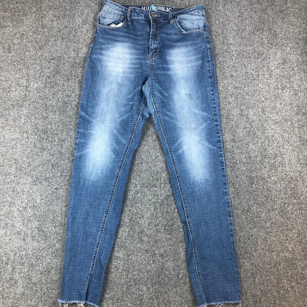 Hydraulic Farrah High Rise Ankle Skinny Jeans Blue Frayed Hem Size 15 HJ31400